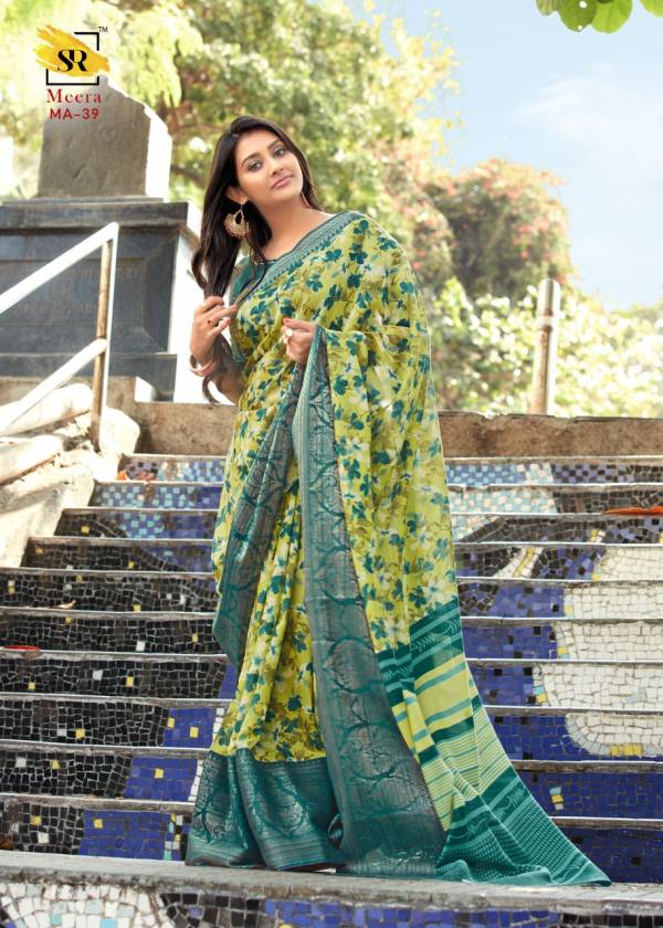 Sr Meera Hit Collection Fancy Festive Wear Soft Linen Printed Saree Collection